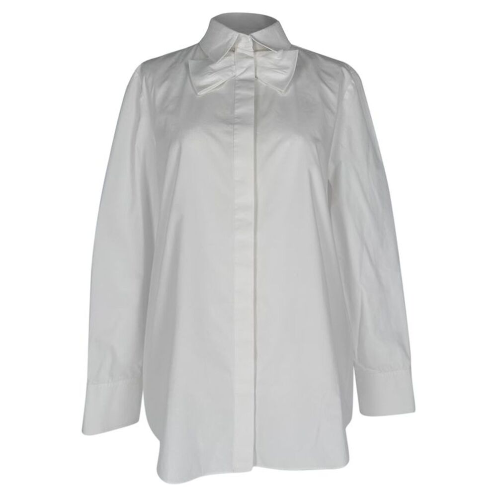 Red Valentino Bow Detailed Button Down Shirt in White Cotton